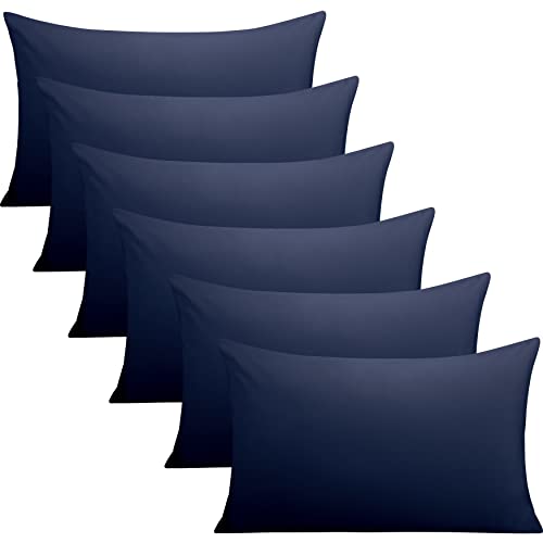 FLXXIE 6 Pack Microfiber Queen Pillowcases, Ultra Soft and Wrinkle, Fade Resistant Pillow Cases with Envelope Closure, 20x30 Inches, Navy