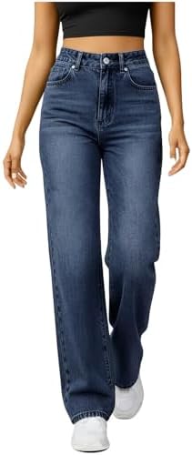 Women's Wide Leg Jeans Fall Casual High Waisted Straight Leg Jean Pants Trendy 2025 Baggy Stretchy Denim Pant