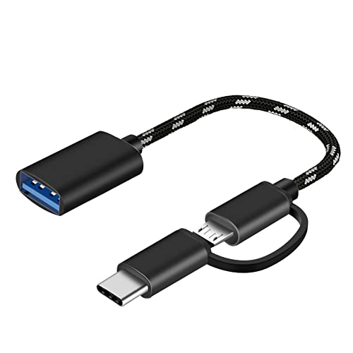 BORLTER CLAMP Adaptateur USB C/Micro USB vers USB, Convertisseur Micro USB/USB-C vers USB 3.0, Câble Adaptateur OTG Compatible avec MacBook, Téléphones Android et Plus, Noir