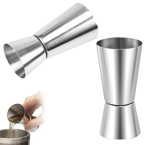 Set of 2 Stainless Steel Double Jiggers – 25/50ml Cocktail Measuring Jigger for Bartenders, Home Mixologists, and Drink Lovers