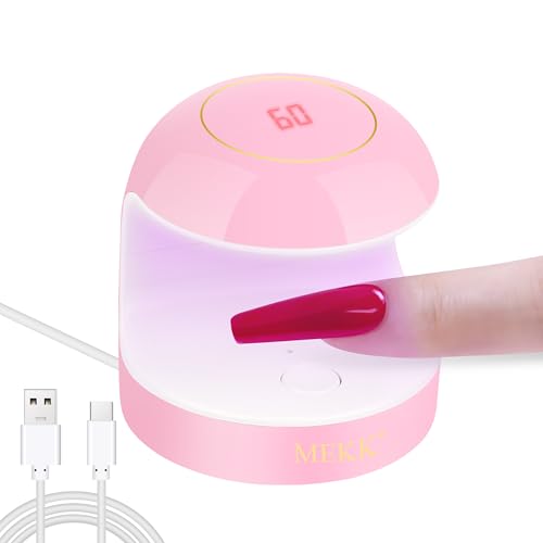 MEKK Mini UV Light for Gel Nails,18W Single Finger UV LED Nail Lamp,Portable Small Professional Flash Cure Lamp,Compact Design for Home and Salon-Pink