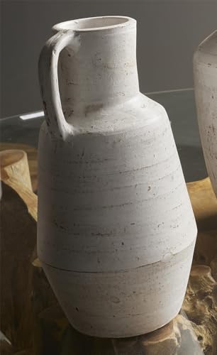 JARRON TERRACOTA BLANCO DECAPADO ASA 31 CMS 16dx31 cms