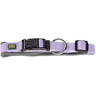 HUNTER Neopen Vario Plus, collare per cani, colore: lavanda/grigio, nylon resistente, morbida imbottitura in neoprene, regolabile in modo continuo, con scarico della trazione, facile da pulire
