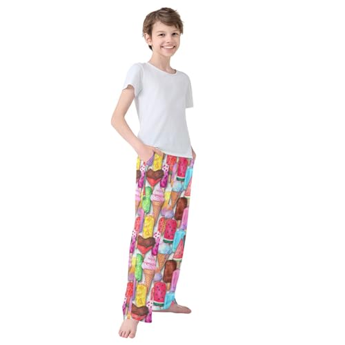 Boys' Pants Multicolor Ice Cream Splash Long Bottoms Jogger Pants Elastic Waist Trousers with Pockets S-XL4