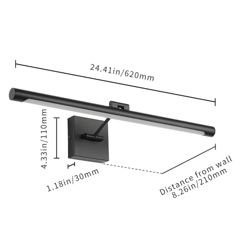 Image of Joosenhouse LED Picture Light Modern Black Art Display Light Artwork Display Light for Paintings 14W (70W Eqv) Hardwired Connection 3000K 24.4 inches