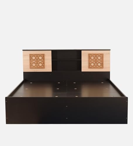 Image of Mintwud Pepperfry Solid Engineered Wood Waltz King Size Bed Without Storage | Space Saving Wooden Palang Furniture | Suitable for Living Room, Bedroom and Hotel (Wenge Finish)