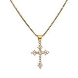 Sonateomber Holy Cross Pendant Necklace for Women Men - Catholic Christian Dainty Stainless Steel Hypoallergenic Chain Thanksgiving Christmas Family Jewelry Gift, Stainless Steel, Cubic Zirconia