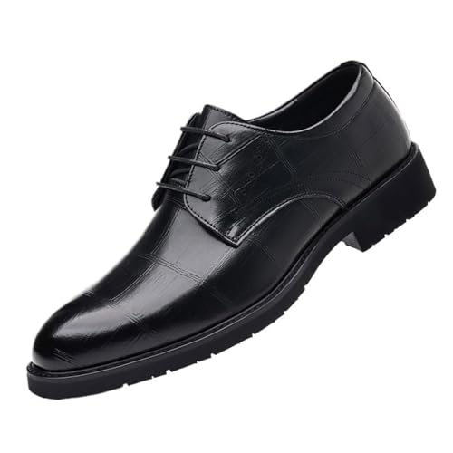 Men's Black Lace-Up Dress Shoes Comfortable and Wear-Resistant Genuine Leather Business Oxford Shoes for Office and Social