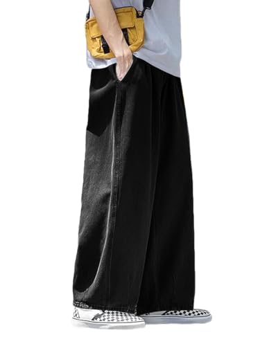 Nutriangee Men's Loose Wide Leg Jeans Straight Baggy Hip hop Streetwear Skateboard Denim Pants2