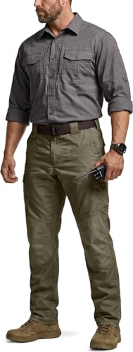Image of CQR Men's Flex Ripstop Tactical Pants, Water Resistant Stretch Cargo Pants, Lightweight EDC Hiking Work Pants