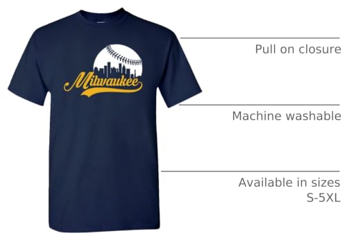 Milwaukee Baseball Skyline Men's Fan T-Shirt (Navy T-Shirt, L) by Xtreme Apparrel - Used condition - Image 3