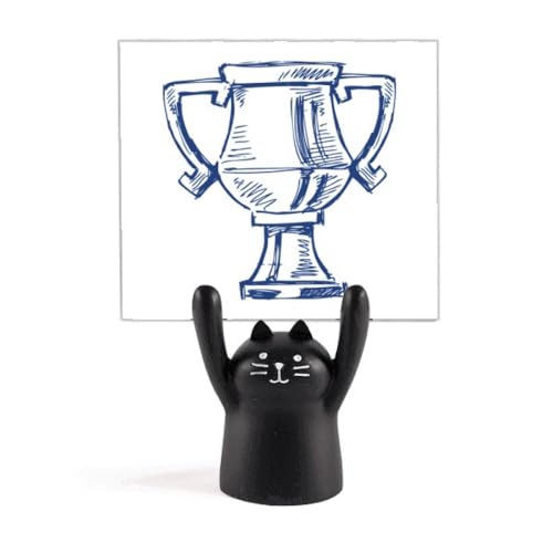 Porte-mémo trophée de football chat noir déco de bureau