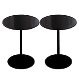 Juego De 2 Mesas Redondas De Hierro para Bar, Estilo Bistró Clásico, Mesa Auxiliar Moderna para Cafetería, Banquete, Sala De Estar Y Balcón, Color Negro(40x56cm)
