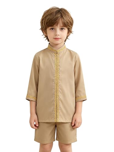 Thobe pour enfants avec pantalon ensemble arabe garçon pour célébrer l'Aïd en famille