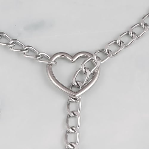 JJDreams Y Lariat Necklaces Heart O-ring Slip Chain Necklace for Women Punk Drop Heart Necklaces for Women Adjustable Long Chain Necklace - Image 4