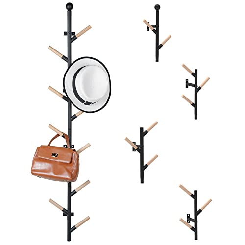 Garderobenleiste zur Wandmontage, Kleiderbügel, Hutablage für Wand mit 11 Haken, spleißbarer 4-in-1-Kleiderbügel, Organizer für Taschen, Schals, Kleidung für Eingangsbereich, Flur, Schlafzimmer Cover