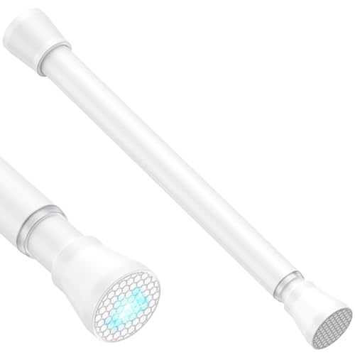 Image of Tension Rod 16 to 26 Inch Adjustable Curtain Rod No Drilling White Tension Curtain Rod Spring Tension Curtain Rod for Bookshelf Diy Projects Kitchen Cupboard Bathroom Wardrobe 1PCS