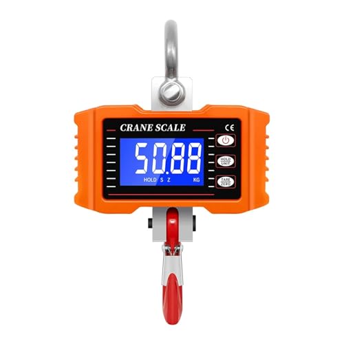 Báscula de grúa, báscula digital de 1000 kg, 1 tonelada y 2000 lb, báscula colgante de gancho industrial de alta precisión con pantalla LCD de 500 kg/1000 lb para Mercado, Construcción(500KG 1000lb)