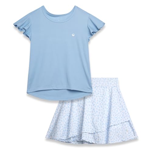 Image of RBX Girls Athletic Skort Set - 2 Piece Ribbed Short Sleeve Tee and Athletic Skort for Girls (Sizes: 7-12)