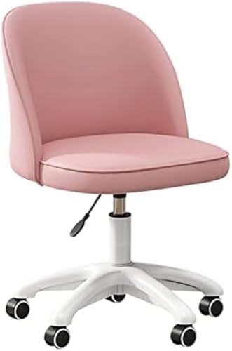 OZBME Sillón de tocador tapizado en Piel sintética, Ajustable y Giratorio, Bonito Escritorio para Oficina en casa, Dormitorio de niña, Sala de Estudio, Maquillaje o Sala de Estar (Rosa)