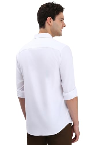 Image of Allen Solly Men White Slim Fit Textured Full Sleeves Casual Shirts