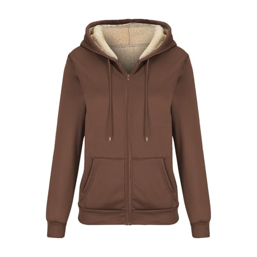 Women Zip Up Fleece Jacket Thick Sherpa Lined Hooded Sweatshirts Long Sleeve Winter Thermal Coats with Pockets2