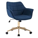 Duhome Modern Home Office Chair Velvet Desk Chair with Gold Metal Base with Mid Back Cute Ergonomic...