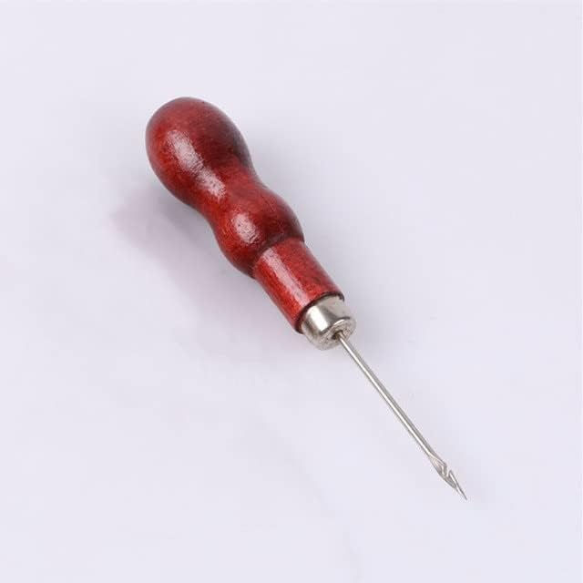 Sewing Awl Wooden Handle Piercing Leather Clothing Paper Craft Stitch Punch DIY Shoe Repair Binding Leather Sewing Accessories - (Color: hook 1PC)