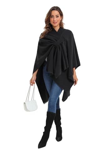 Women Large Shawl Wraps Soft Warm Copy Pashmina Shawl Lightweight Travel Knitted Scarf With Front Cross Tab3