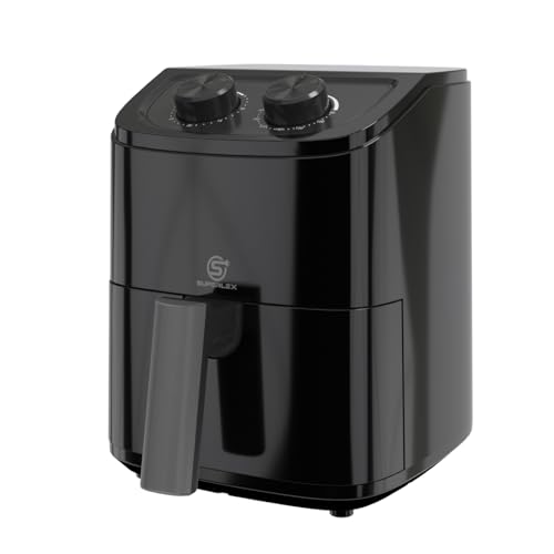 SUPERLEX Air Fryer 2.3L Compact Small Air Fryer 1200W with 30min Timer 80-200°C Temperature Control Detachable Non Stick Basket Auto-Shut Off Overheat Protection for Healthy Cooking