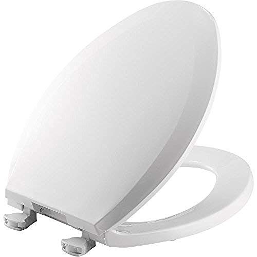 BEMIS 1100EC 000 Toilet Seat with Easy Clean & Change Hinges, ELONGATED, Plastic, White