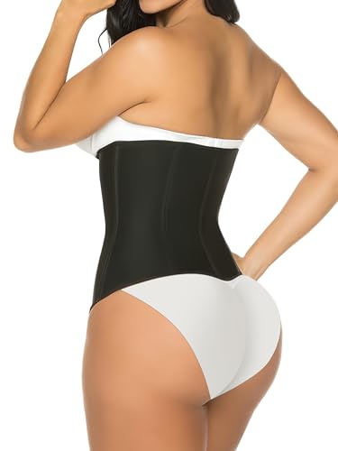 YIANNA Waist Trainer for Women Latex Underbust Tummy Control Waist Cincher Corset Hourglass Body Shaper Zipper and Hooks