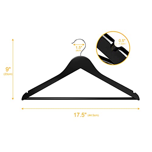 Image of Cozymood Sturdy Wooden Hangers 20 Pack Durable & Slim Clothes Hanger with 360 Rotatable Hook Natural Finish & Notches Wood Hangers Premium Coat Hanger for Closet Clothes Hangers (Black)