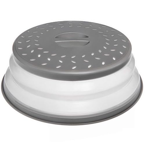 WUBCIX Microwave Splatter Cover Microwave Cover for Food Fruit Drainer BPA-Free Dishwasher Safe 10.5 inch Grey