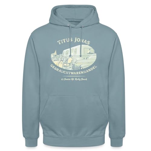 Spreadshirt Die DREI Fragezeichen Titus Jonas Gebrauchtwarenhandel Unisex Hoodie XL Nebelblau