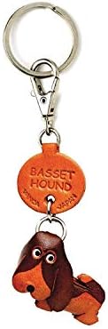 Basset Hound Leather Dog Small Keychain VANCA CRAFT-Collectible Keyring Charm Pendant Made in Japan image 5