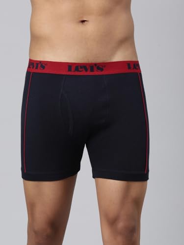 Image of Levi's 007A Classic Boxer Briefs for Men | 100% Pure Cotton | Solid Men's Underwear | Breathable | Anti-Roll Waistband | Extra Supportive Gusset | Functional Fly | Long Length Fit | Pack of 2