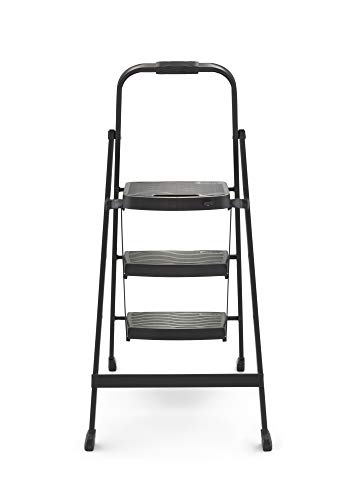 Rubbermaid 3-Step Steel Ladder, Folding Step Stool with Hand Grip and Non-Slip Feet, Black, Tested to ANSI US Safety Standards, No Assembly Required - Image 3