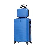 CELIMS - Maleta Mediana de Viaje con Neceser Neceser 30cm Rígida con 4 Ruedas Ligera Facturación 20kg 65cm | Cerradura Integrada | Maleta Mediana con 4 Ruedas 65cm | Azul