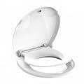 Round Toilet Seat 16.5'' with Toddler Seat,Potty Training Seat Built-in Toilet Seat,2 in 1 Fits Both Adult and Child, Slow Close,Magnets- Round,No Slapping,Easy Installation,Safe PP Material,White
