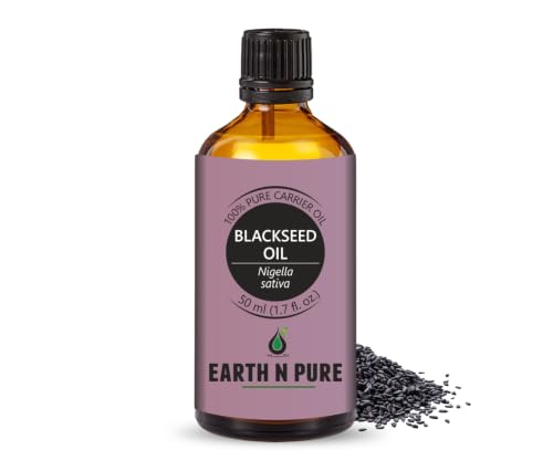 Image of Earth N Pure Black Seed (Kalonji Oil) | 100% Pure & Natural | Cold Pressed Nigella Sativa Oil | Hair, Scalp, Skin & Beard Care | Vegan & Cruelty-Free | 50ml