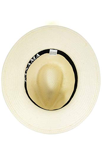 Chapéu Chapelaria Vintage Estilo Panamá Branco - Aba Média - Faixa Preta – P