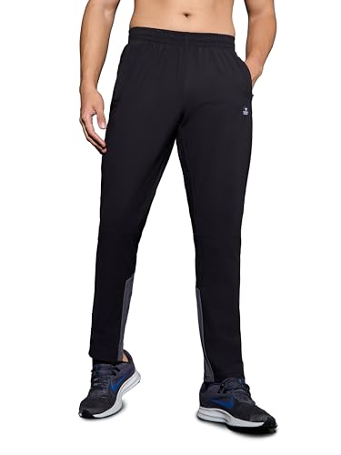 Image of TECHNOSPORT Men's Solid Trackpants DURACOOL+ Quick Dry Straight Fit Mid Rise Drawstring Polyester for Gym Training Outdoor Wear Anti Odour
