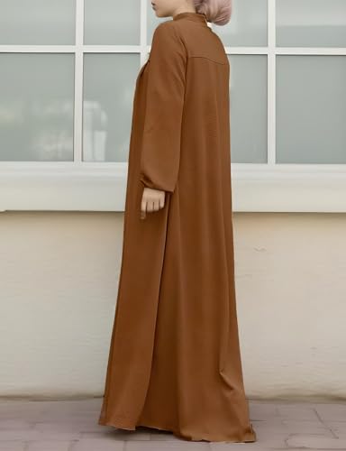 Image of Womens Abaya Muslim Long Sleeve Front Zipper Dress Prayer Islamic Clothes with Pockets