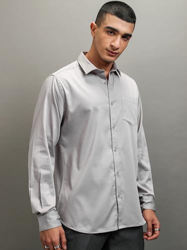 Image of Highlander Men's Slim Fit Formal Shirt | Solid Formal Shirt for Men | Comfortable Fabric | Stylish Design for Everyday Use & Office Wear