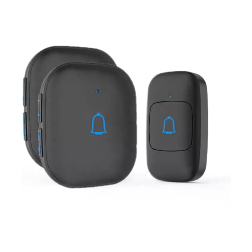 Image of Himster Wireless Doorbell, Waterproof Door Bell Chime Kit Alarm for Home at Upto 1000 Feet Range Operating with 56 Melodies, LED Flash, 7 Levels Adjustable Volume (Black 1 Transmitter & 2 Receivers)