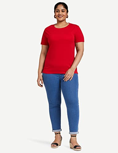 Amazon Brand - Symbol Women's Cotton Stretch Half Sleeve Round Neck Regular Fit T-Shirt (Pack of 2) - Image 6