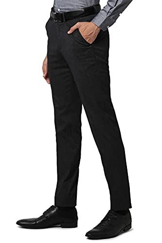 Image of Men Grey Solid Formal Trousers