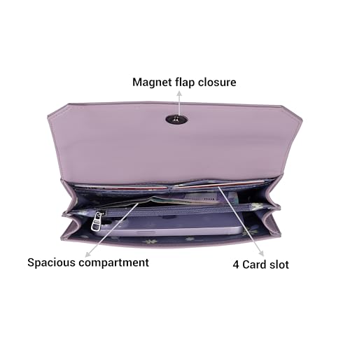 Image of Mochi Women Purple Faux Leather Casual Clutch with Premium Metal Logo (95-134)