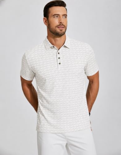 Image of Alex Vando Mens Golf Shirts Short Sleeve Breeze Quick-Dry Print Polo Shirt
